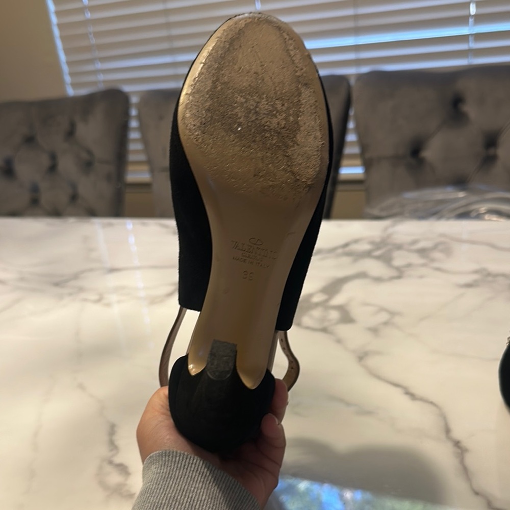 Valentino Black and Tan Heels with Intricate Design - Picture 6 of 7
